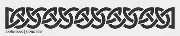 Fototapeta Celtic weaving interlaced black lines border