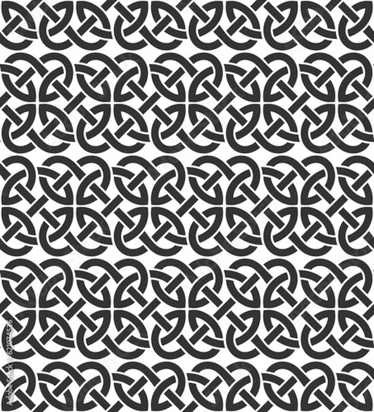 Fototapeta Celtic weaving interlaced black lines seamless pattern