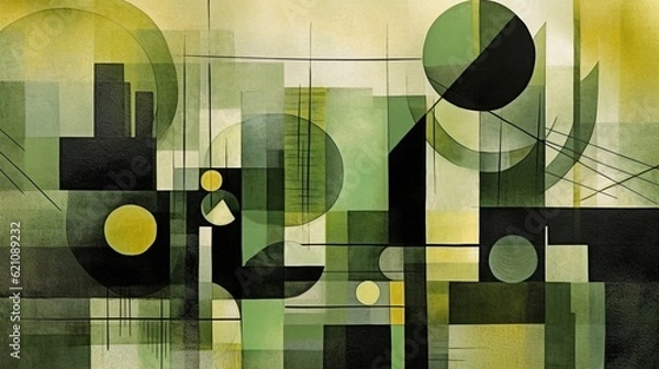 Fototapeta abstract background with geometric shapes black and green with incorporating elements, Geometric pattern