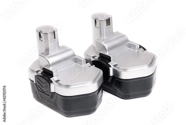 Obraz Two silver black Screwdriver Battery isolated on white