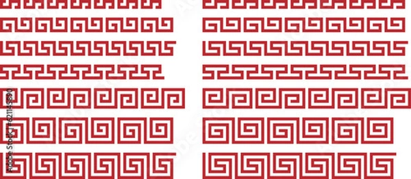 Fototapeta 雷文風マークのベクターイラストセット（中国風ラーメンマーク、中華マーク）