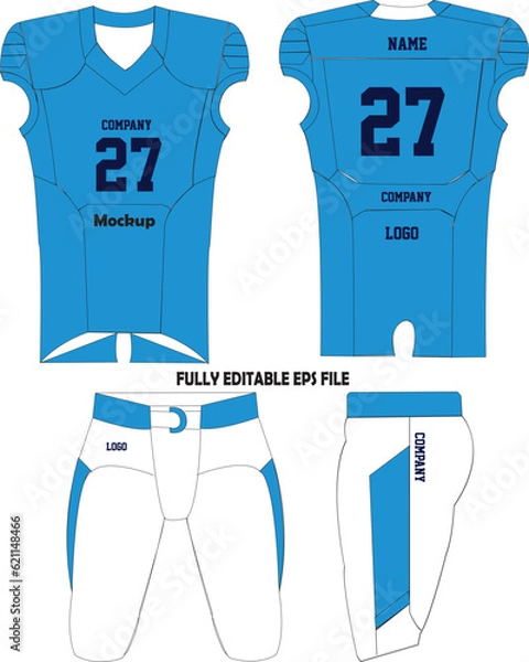 Obraz American Football Uniform Jersey shorts Mock ups Vectors 