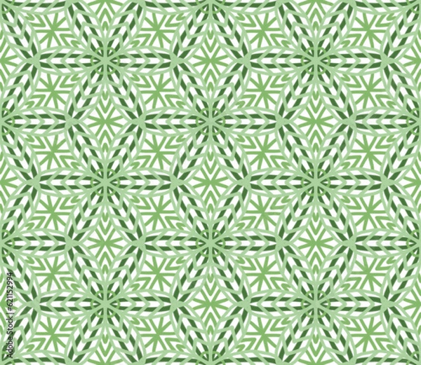 Obraz Green Abstract Flowers Seamless Pattern on White Background