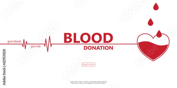 Fototapeta Blood donation day on isolated white background for poster, banner, card, and background. Vector illustration flat design concept.	