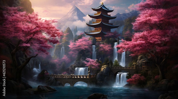 Fototapeta Sakura Tempel