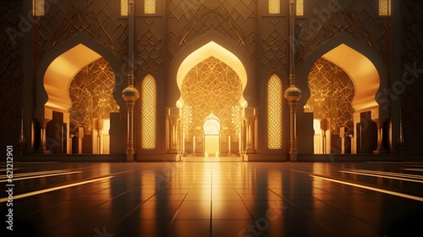 Fototapeta golden glossy luxury design of mosque or prayer