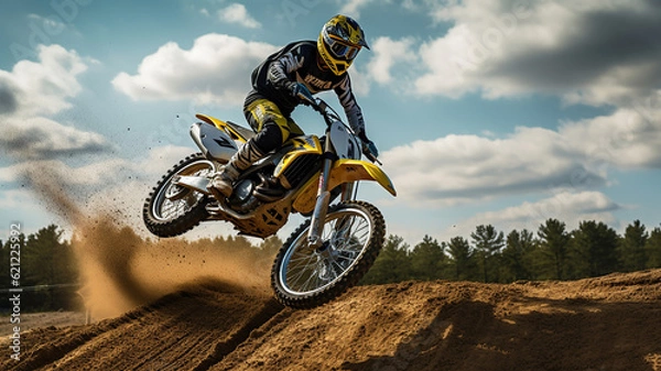 Fototapeta Showcasing the Excitement of Motocross Jumps. Generative Ai