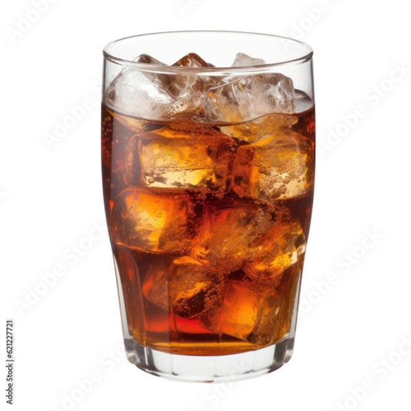 Fototapeta cola with ice isolated on transparent background cutout