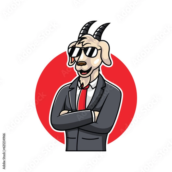 Fototapeta goat cartoon character with business suit design vector