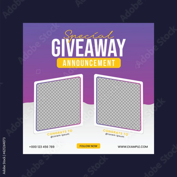 Obraz Giveaway social media post vector template