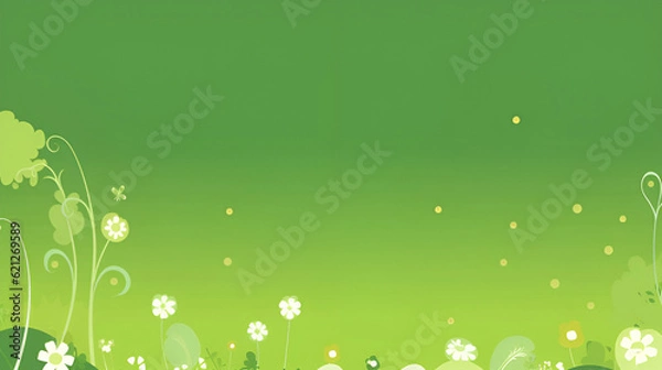Fototapeta green background with flowers | Generative AI