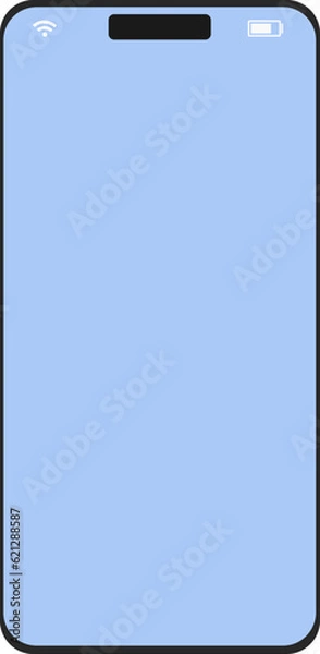 Fototapeta Smartphone of the latest model with a blue screen. communication and battery icons