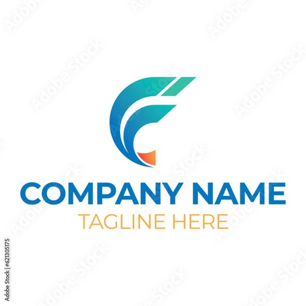 Fototapeta Vector flat design f logo template, gradient logo