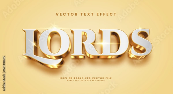 Fototapeta Lord golden editable vector text style effect. 3d minimalist text effect.