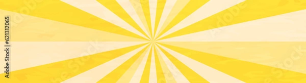 Fototapeta かわいい水彩風の集中線　横　横長 　ワイド 　バナー