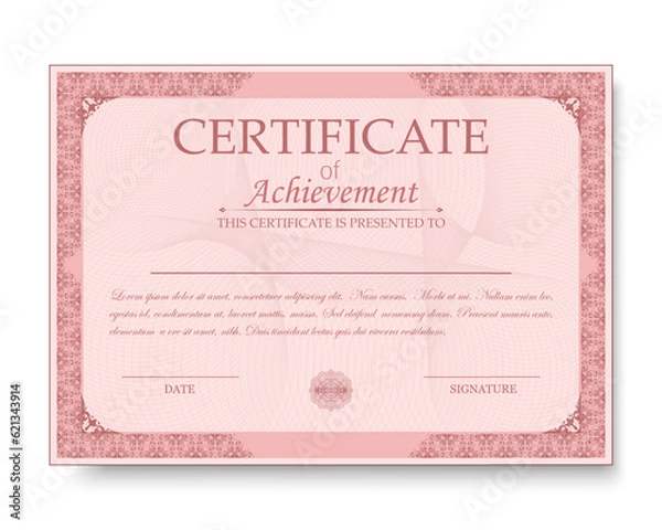 Obraz Certificate of appreciation template, gold and blue color. Clean modern certificate with gold badge. Certificate border template with luxury and modern line pattern. Diploma vector template.