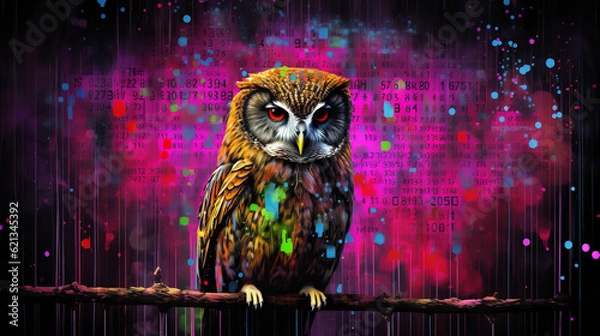 Obraz colourful neon style owl