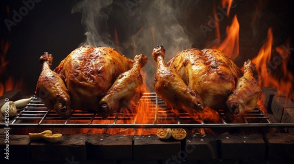 Fototapeta grilled chicken on the grill. Generative Ai. 