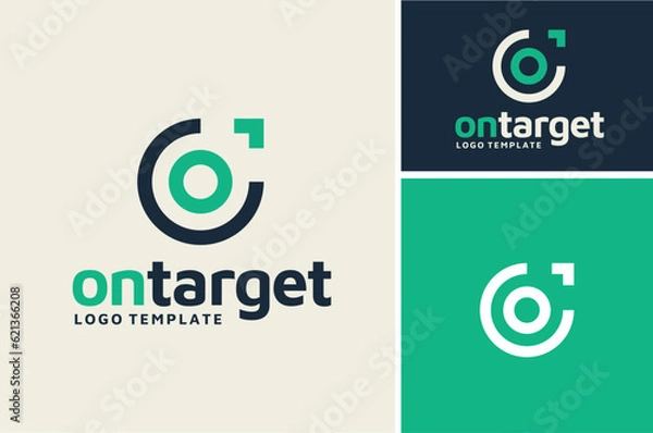 Fototapeta Initial Letter O with Pointer Arrow for Aim Target Cursor Logo Design