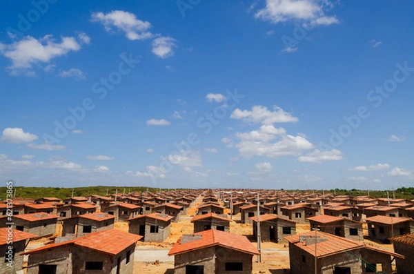 Obraz minha casa minha vida - vista aérea de conjunto habitacional em construção