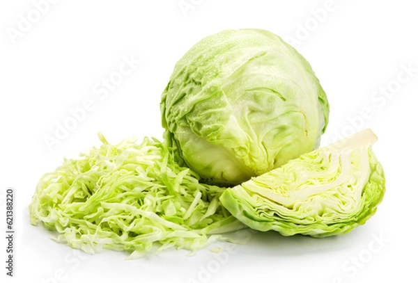 Fototapeta Green cabbage isolated on a white background