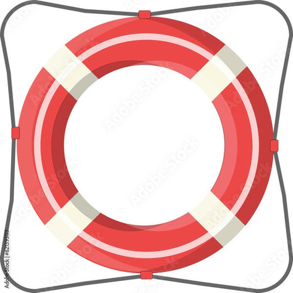 Fototapeta Lifebuoy icon in white and red. Vector illustration