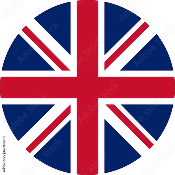 Obraz United kingdom flag icon flat design in circle shape