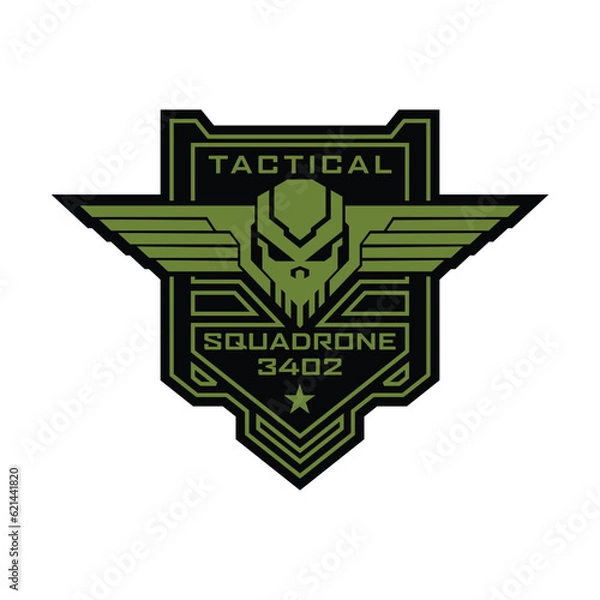 Fototapeta Tactical military skull squadron logo