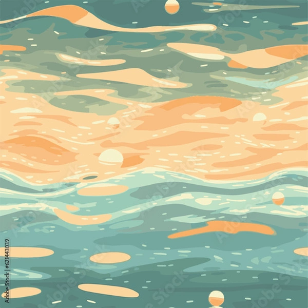 Fototapeta Abstract illustration of sea and cloud at evening for seamless pattern