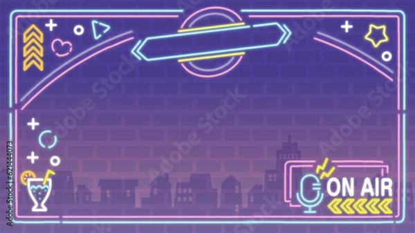 Obraz 夏の韓国ネオン街風の背景素材