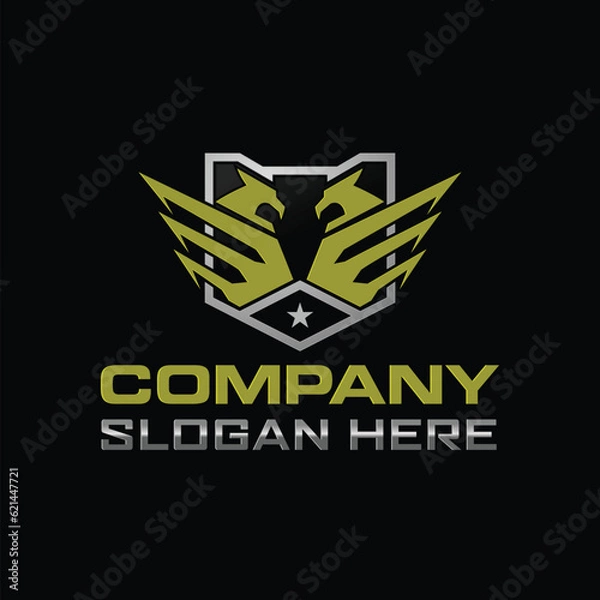 Fototapeta Eagle Logo. Double Eagle Badge tactical Military logo design Template