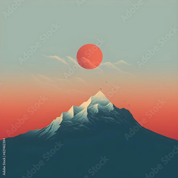 Obraz sunset over the mountains