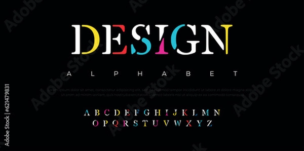 Fototapeta Modern abstract digital alphabet font. Minimal technology typography, Creative urban sport fashion futuristic font and with numbers. vector illustration.