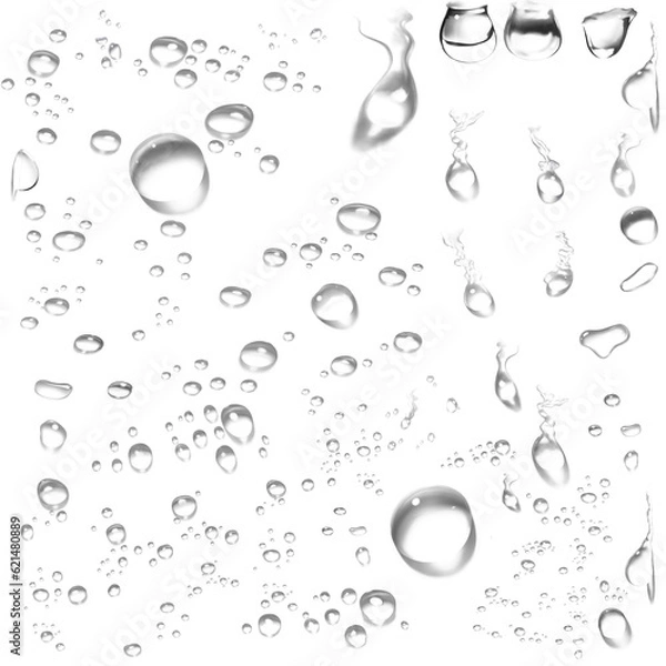 Obraz Set of waterdrops on transparent background