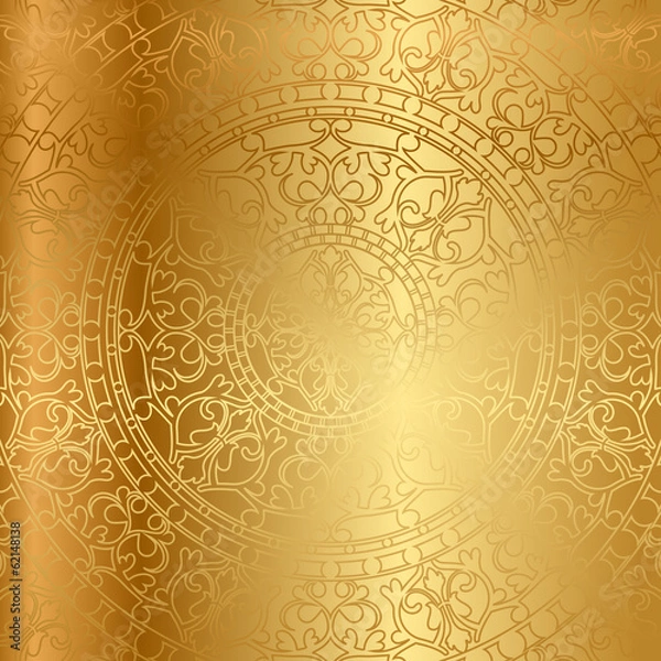 Obraz Vector gold background with floral decoration
