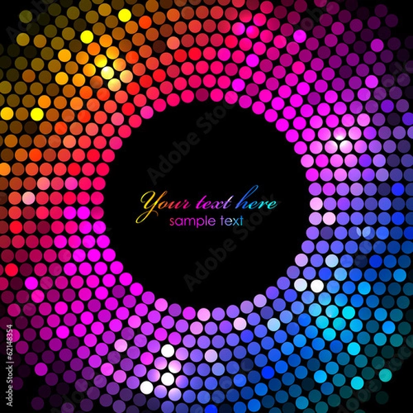 Obraz Vector colorful disco lights frame