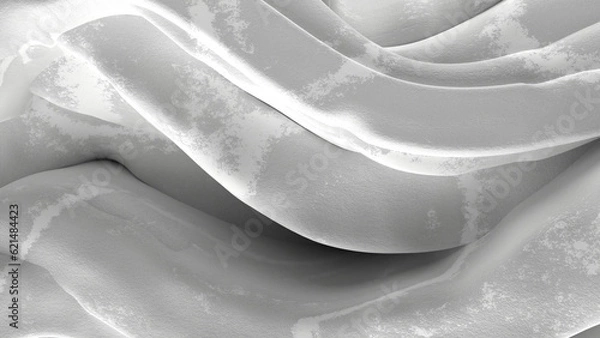 Obraz rocky wall with wavy pattern in grayscale. Simple background. 3D rendering