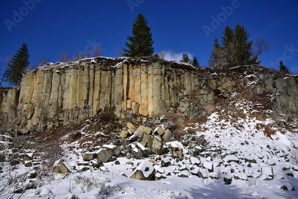 Obraz Ryžovna nature reserve in winter. This is a basalt quarry in the Ore Mountains.