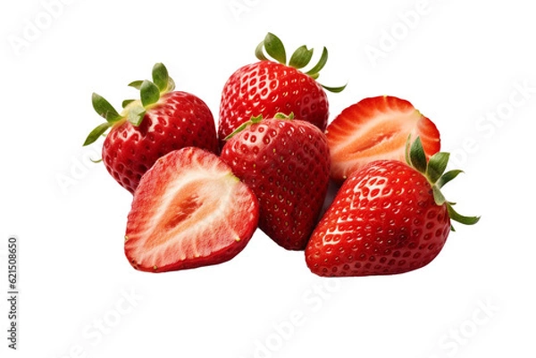 Fototapeta Sliced strawberries. transparent background