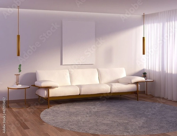 Fototapeta sofa con cuadro
