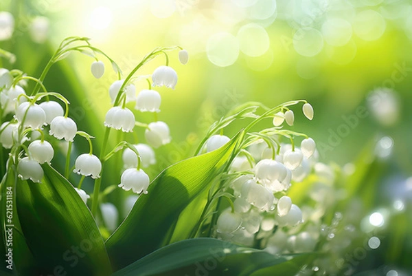 Fototapeta Lily of the Valley with Dew Drops