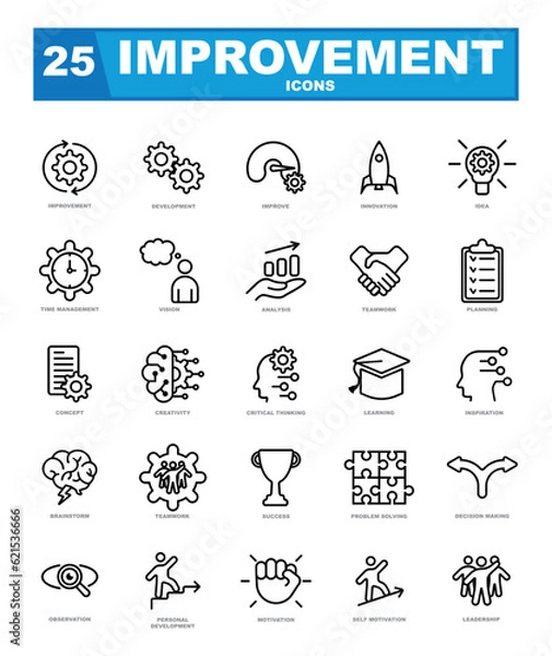 Obraz Set of outline improvement vector icons.