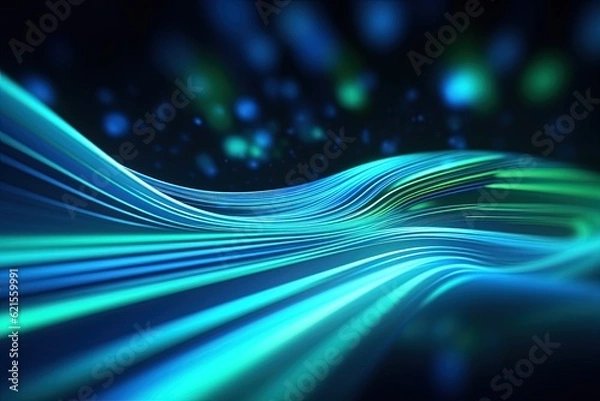 Fototapeta abstract futuristic background with pink blue glowing neon moving high speed wave lines and bokeh lights. Data transfer concept Fantastic wallpaper
