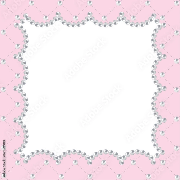 Obraz パール真珠フレーム・枠　ピンク　キルティング