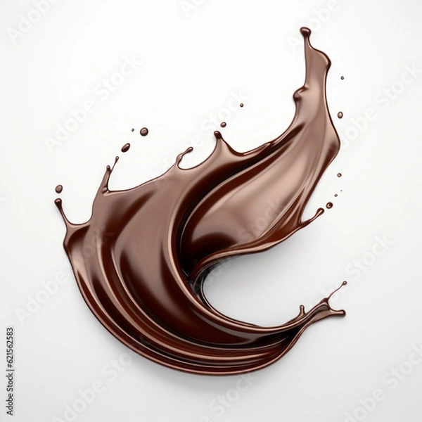 Fototapeta 3D Splash of chocolate isolated on background, liquid or Cocao splash. Generative AI illustration