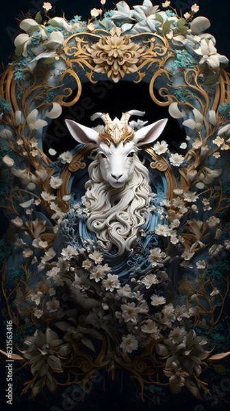 Fototapeta Generative AI, 12 zodiac is represent by using animals to be symbol including Rat, Ox, Tiger, Rabbit,  Dragon, Snake, Horse, Goat, Monkey, Rooster, Dog and pig. image style paper sculptures