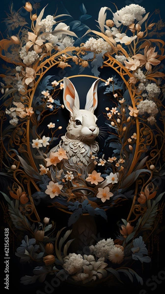 Fototapeta Generative AI, 12 zodiac is represent by using animals to be symbol including Rat, Ox, Tiger, Rabbit,  Dragon, Snake, Horse, Goat, Monkey, Rooster, Dog and pig. image style paper sculptures