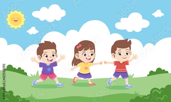 Obraz Vector happy kids together vector illustration