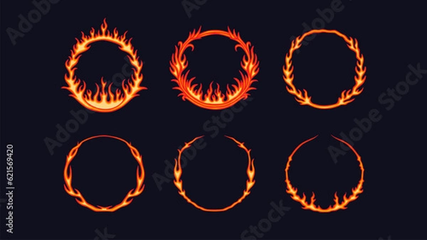Fototapeta Circle fire frame cartoon vector illustration collection