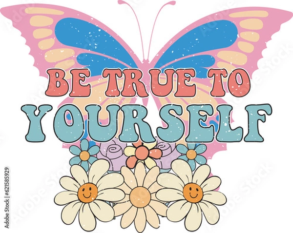 Fototapeta Retro Groovy Inspirational Quote EPS, Files for Cutting, bag, cups, card, EPS 10
